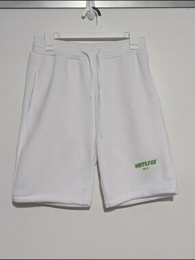 White Fox White Shorts with Green Logo